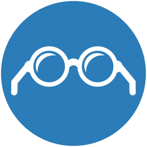 Piktogramm Brille mit Starken Brillengläsern Sehbehinderung