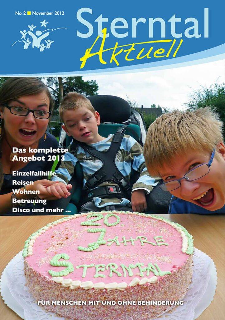 Sterntal Aktuell Zeitschrift Kuchen mit Kindern und Betreuerin auf Titelbild